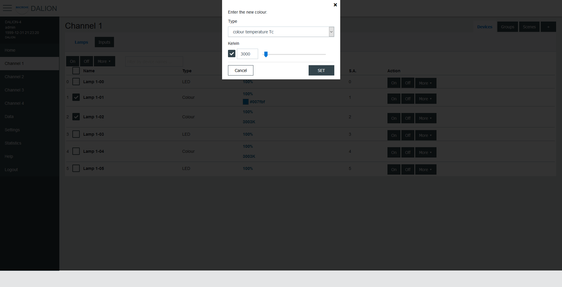DALI Colour Picker - colour temperature Tc