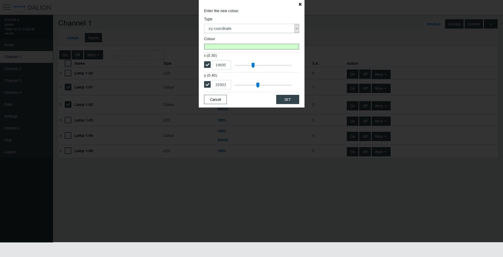 DALI Colour Picker - xy-Coordinate