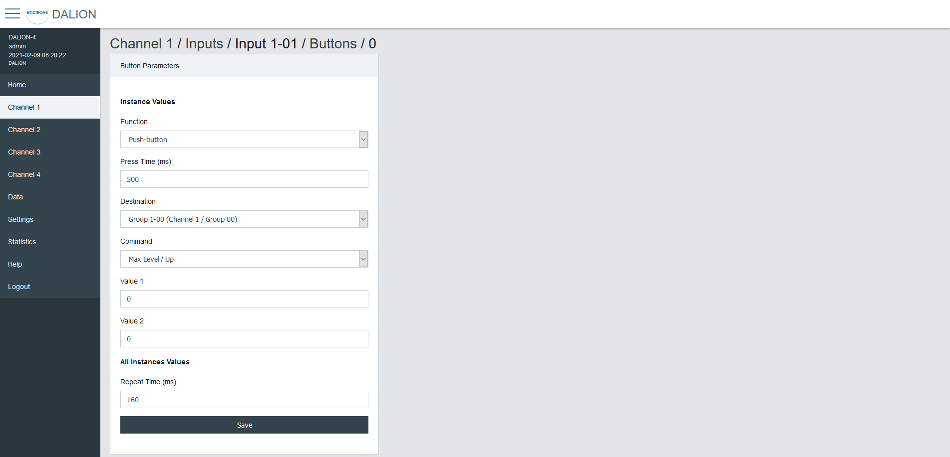 DALI Inputs - Buttons - Instance