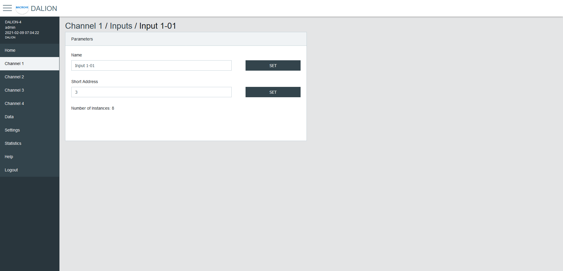 DALI Inputs - Parameters