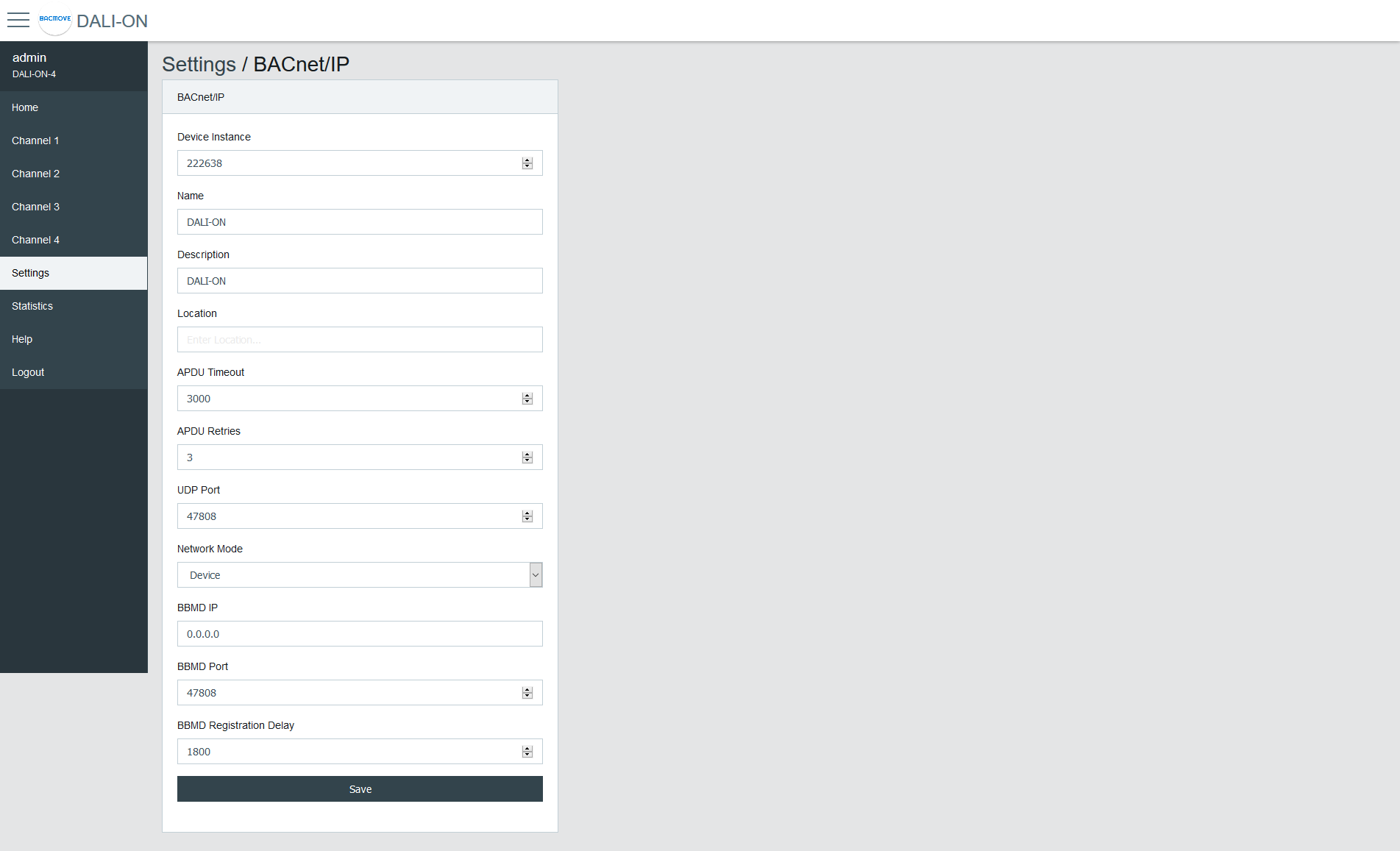 Image of BACnet Settings