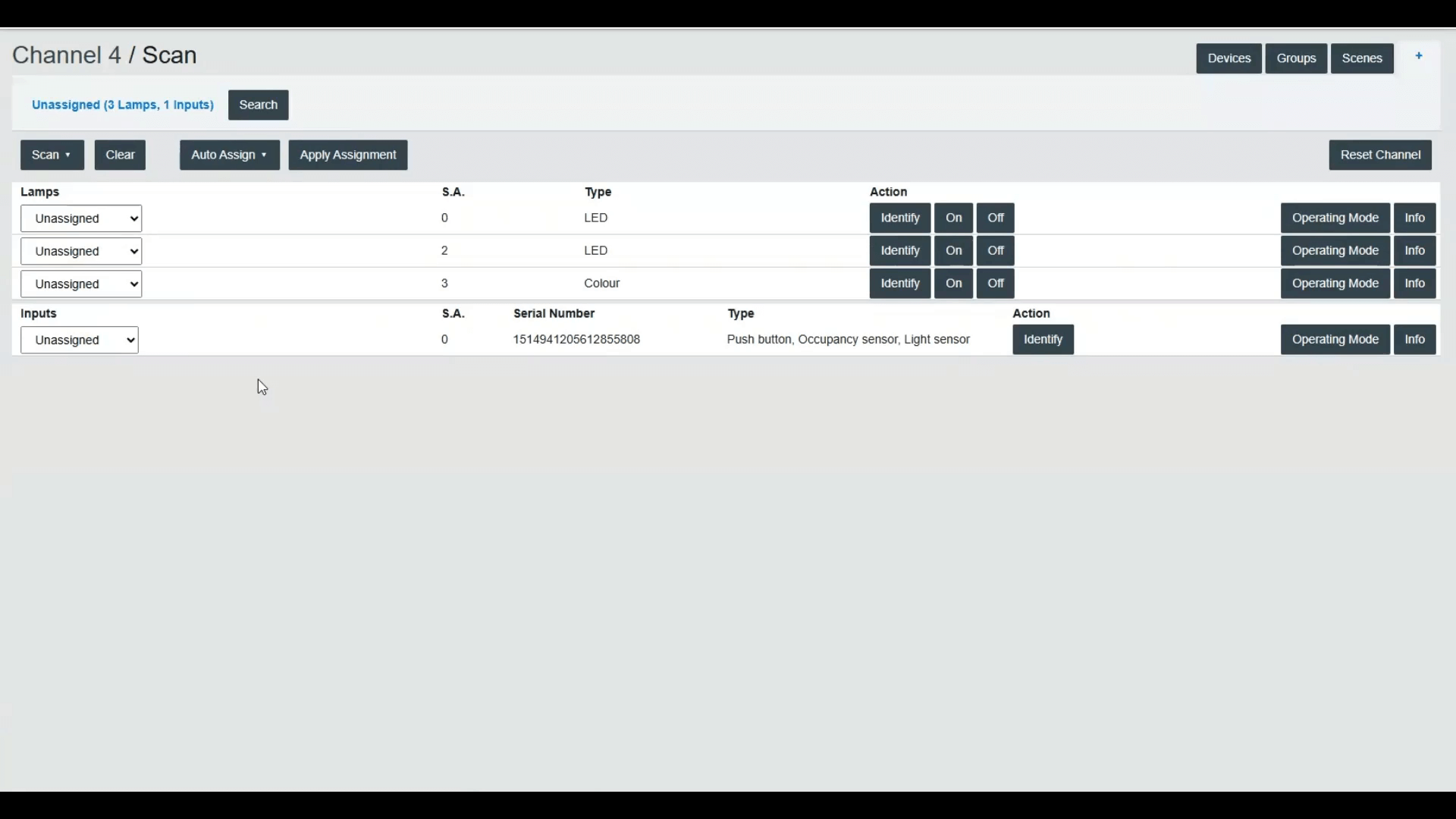 Image of DALION Getting Started - DALI COMMISSIONING - UNASSIGNED DEVICES