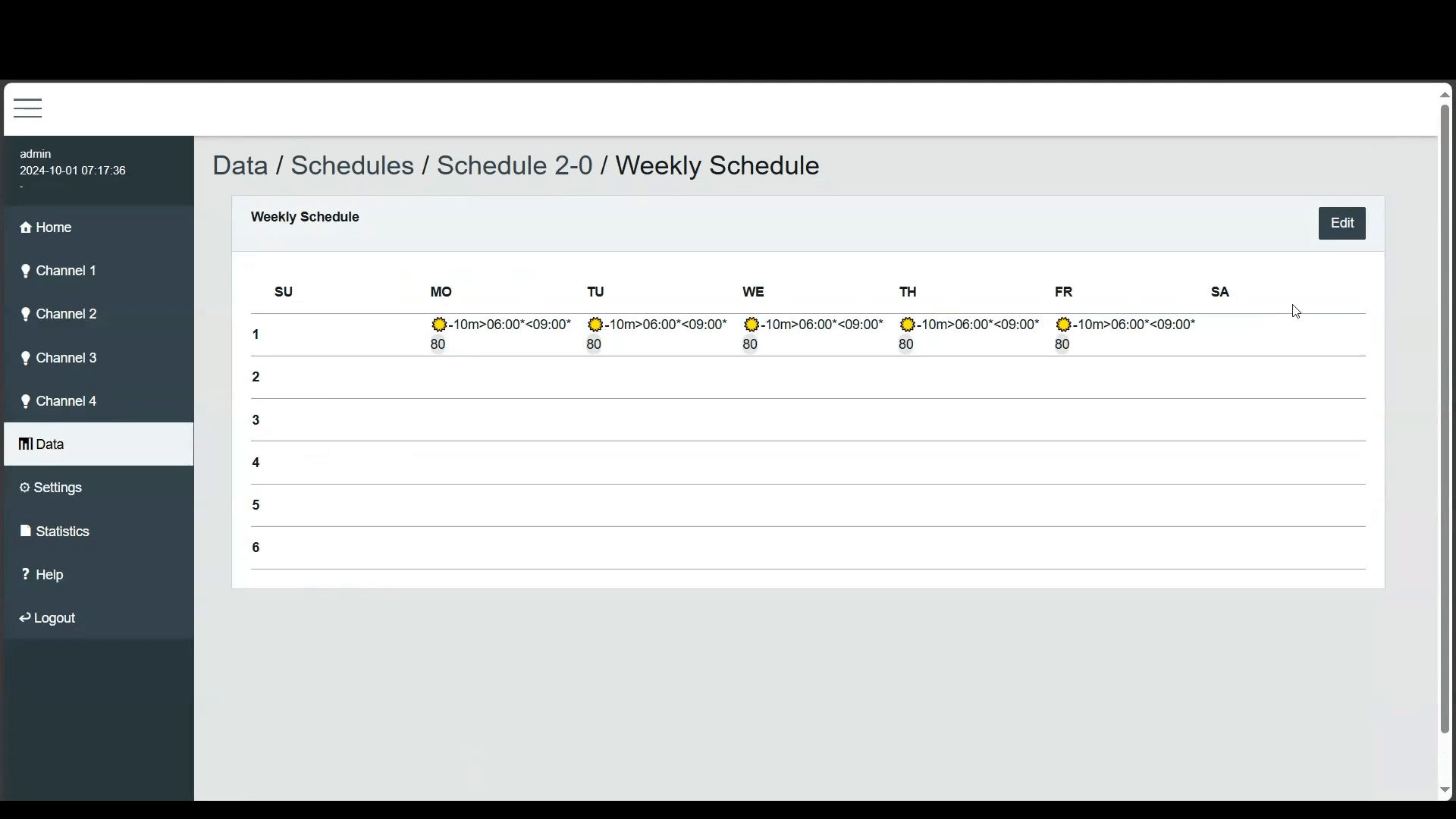 Image of DALION Getting Started - Schedule - Weekly Schedule