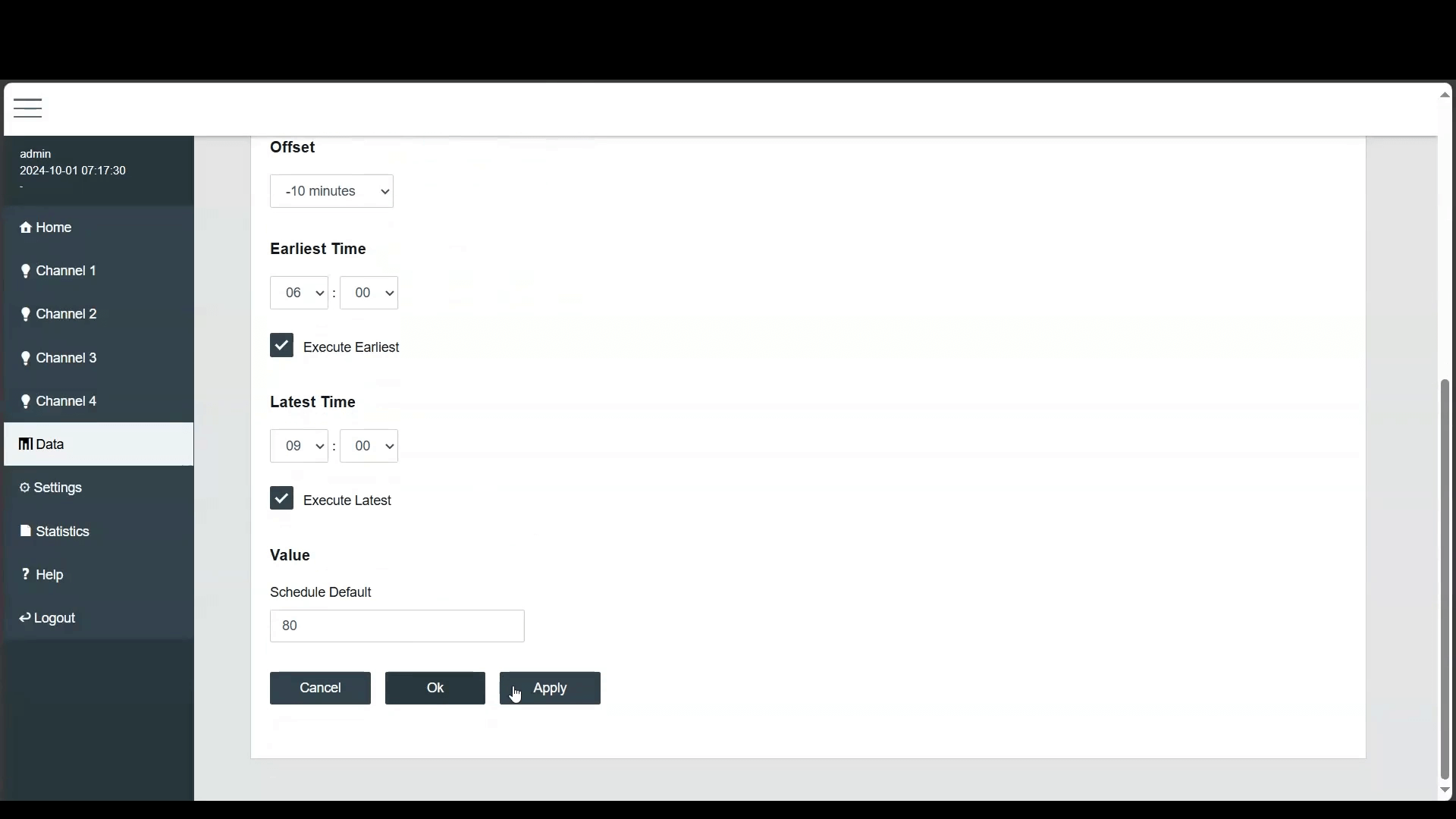 Image of DALION Getting Started - Schedule - Weekly Schedule Edit